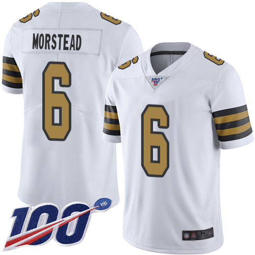 Men New Orleans Saints Limited White Thomas Morstead Jersey NFL Football #6 100th Season Rush Vapor Untouchable Jersey